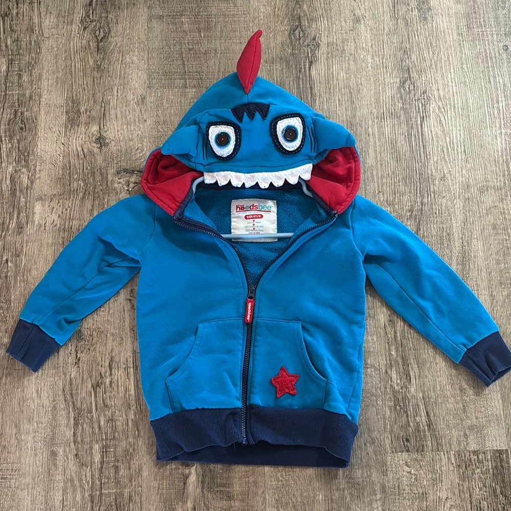 Hoodsbee Boys blue shark monster Hoodie “The Hoodie That Becomes A Friend”